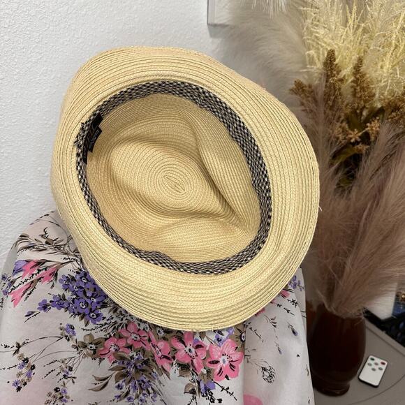 JFH Fedora Trilby Woven Poly Hat Plaid Ribbon - Picture 7 of 8